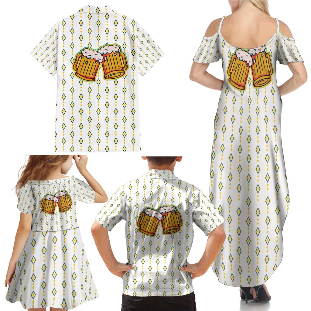 Oktoberfest Family Matching Summer Maxi Dress and Hawaiian Shirt with Oktoberfest Beer Mug Illustration White Diamond - Wonder Print Shop
