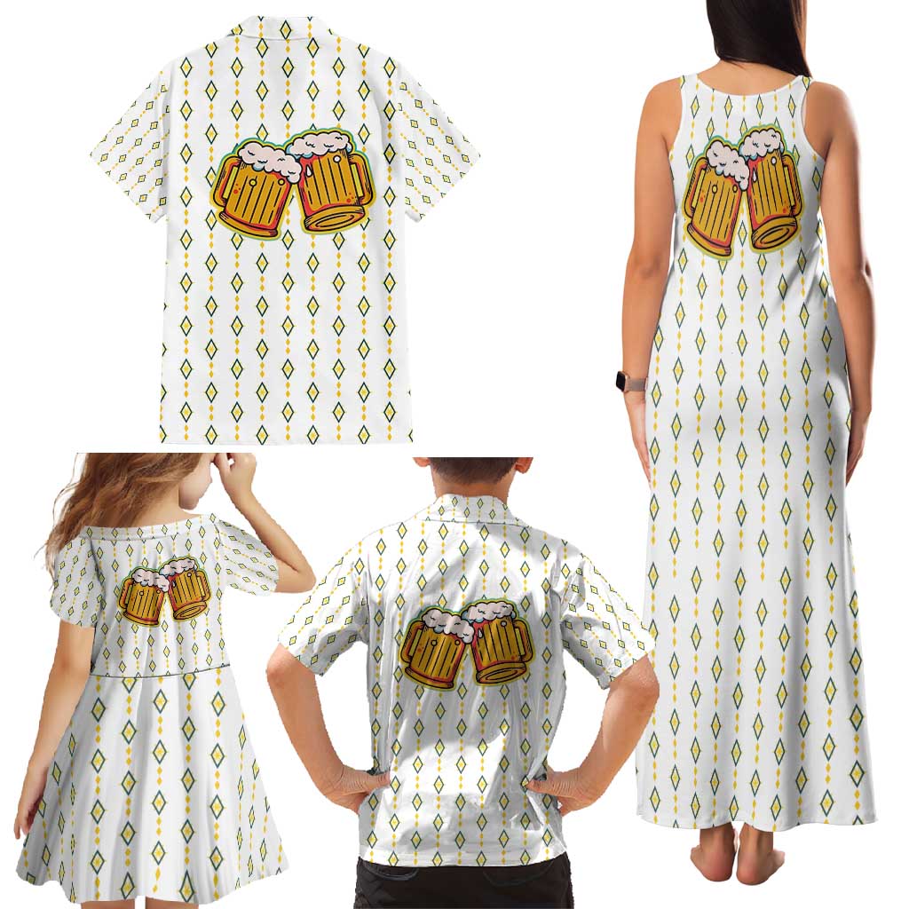 Oktoberfest Family Matching Tank Maxi Dress and Hawaiian Shirt with Oktoberfest Beer Mug Illustration White Diamond - Wonder Print Shop