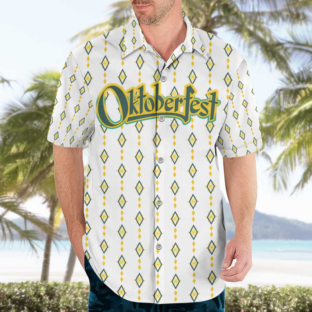 Oktoberfest Hawaiian Shirt with Oktoberfest Beer Mug Illustration White Diamond - Wonder Print Shop