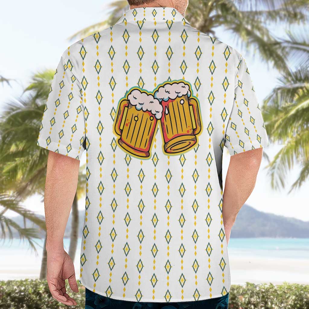 Oktoberfest Hawaiian Shirt with Oktoberfest Beer Mug Illustration White Diamond - Wonder Print Shop