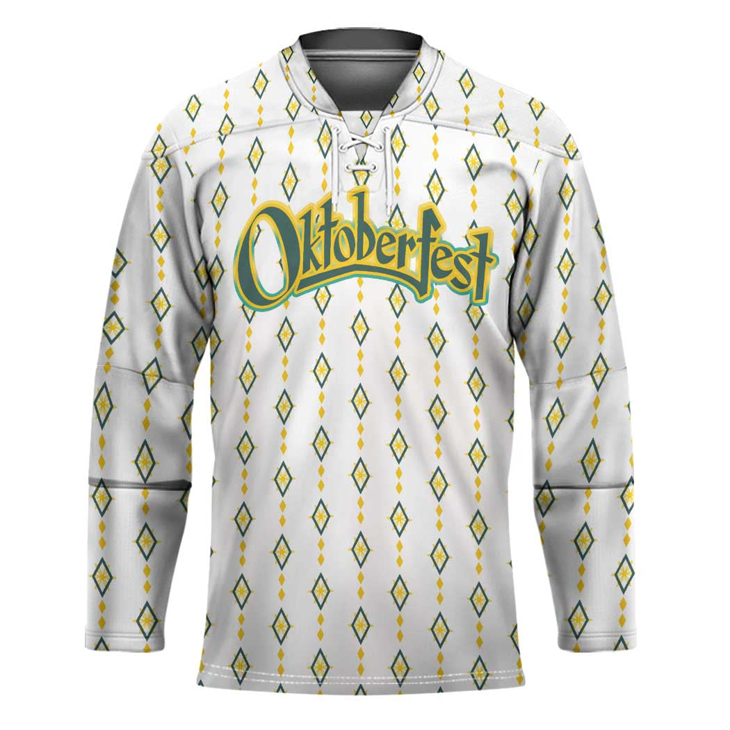 Oktoberfest Hockey Jersey with Oktoberfest Beer Mug Illustration White Diamond - Wonder Print Shop