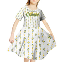 Oktoberfest Kid Short Sleeve Dress with Oktoberfest Beer Mug Illustration White Diamond - Wonder Print Shop