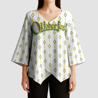Oktoberfest Kimono Sleeve Blouse with Oktoberfest Beer Mug Illustration White Diamond - Wonder Print Shop