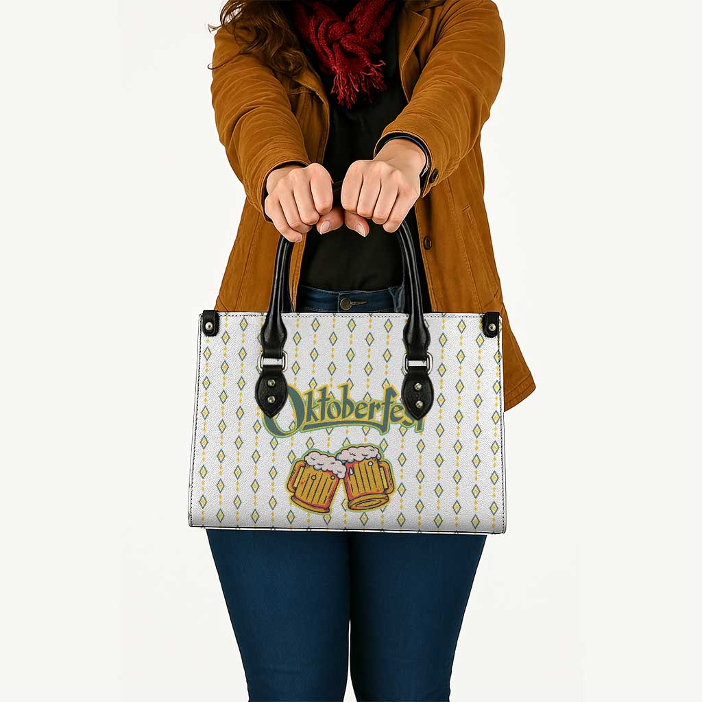 Oktoberfest Leather Bag with Oktoberfest Beer Mug Illustration White Diamond - Wonder Print Shop