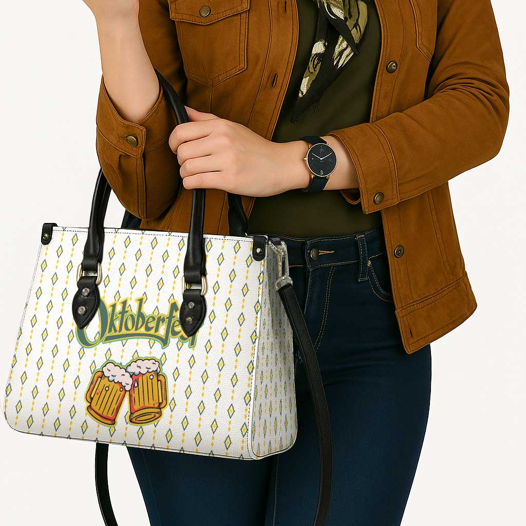 Oktoberfest Leather Bag with Oktoberfest Beer Mug Illustration White Diamond - Wonder Print Shop