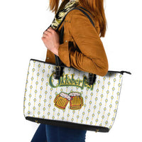Oktoberfest Leather Tote Bag with Oktoberfest Beer Mug Illustration White Diamond - Wonder Print Shop