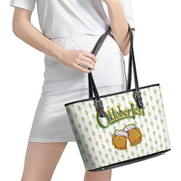 Oktoberfest Leather Tote Bag with Oktoberfest Beer Mug Illustration White Diamond - Wonder Print Shop