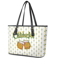 Oktoberfest Leather Tote Bag with Oktoberfest Beer Mug Illustration White Diamond - Wonder Print Shop