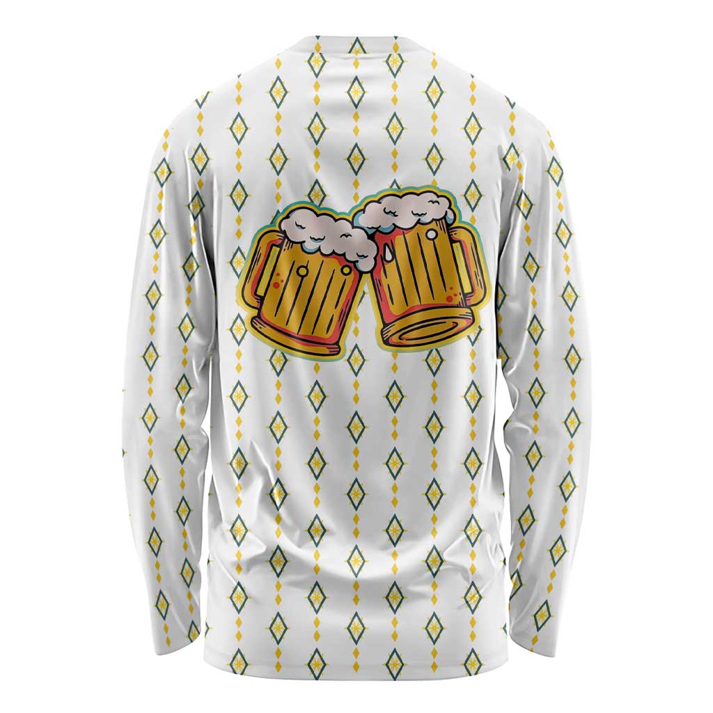 Oktoberfest Long Sleeve Shirt with Oktoberfest Beer Mug Illustration White Diamond - Wonder Print Shop