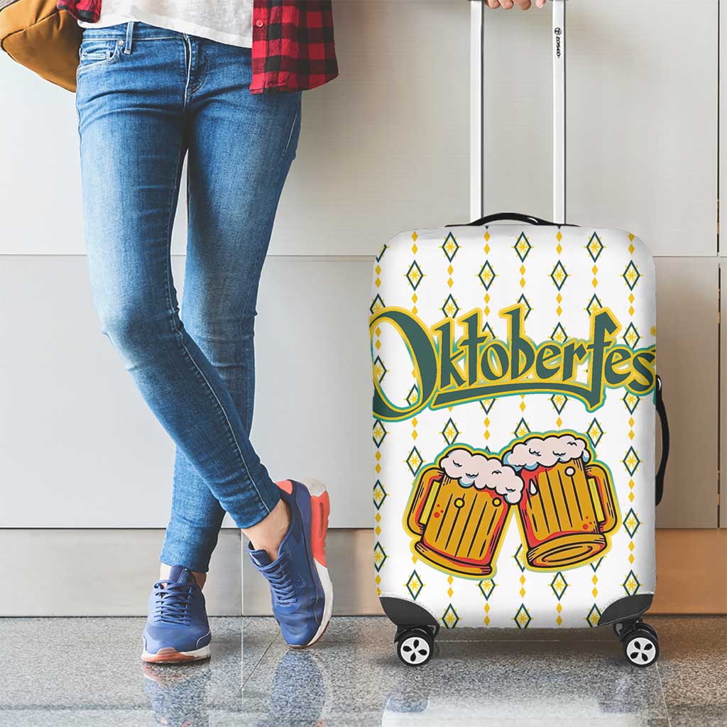 Oktoberfest Luggage Cover with Oktoberfest Beer Mug Illustration White Diamond - Wonder Print Shop