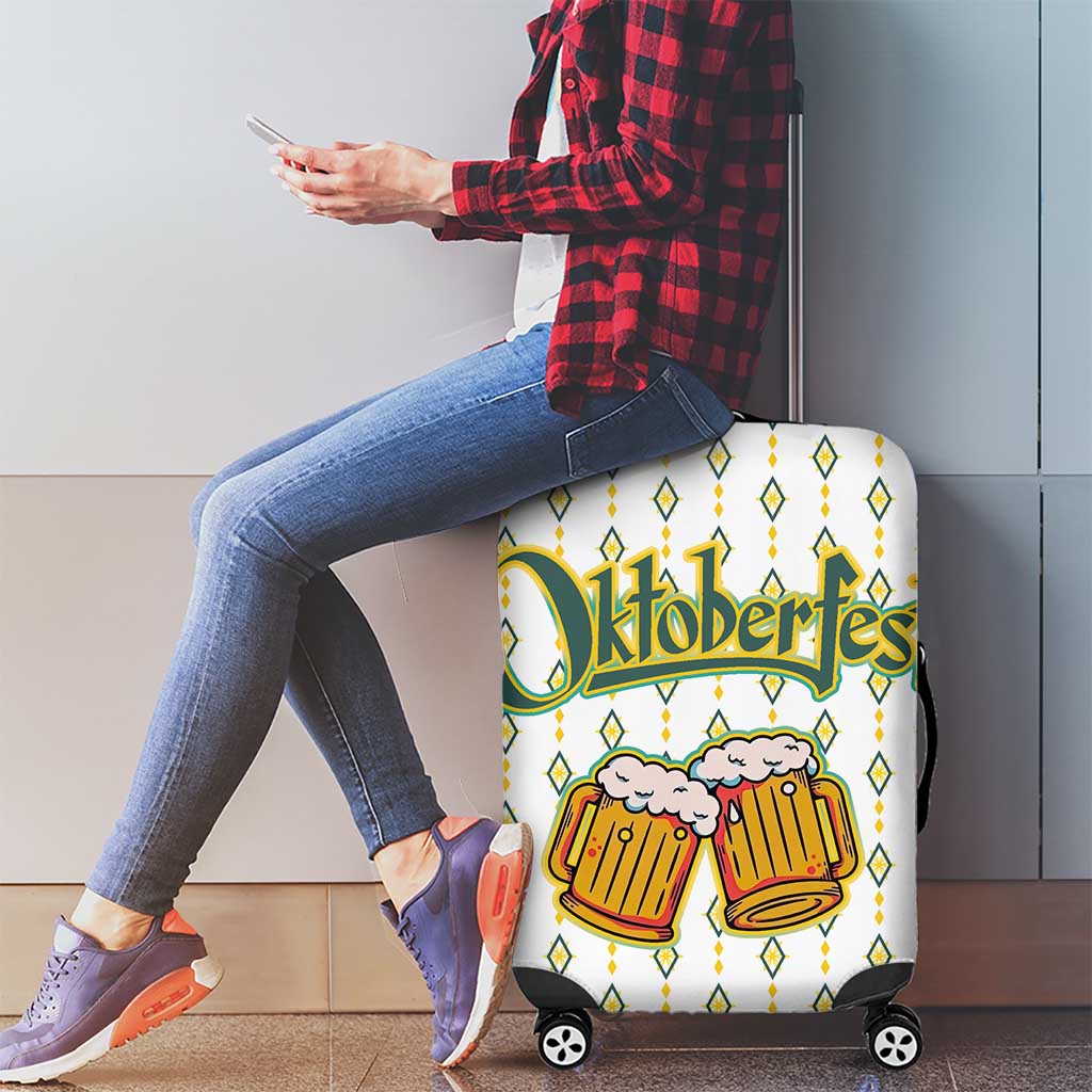 Oktoberfest Luggage Cover with Oktoberfest Beer Mug Illustration White Diamond - Wonder Print Shop