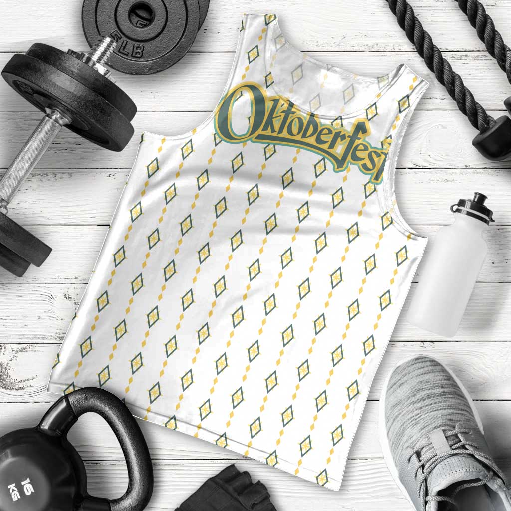 Oktoberfest Men Tank Top with Oktoberfest Beer Mug Illustration White Diamond - Wonder Print Shop