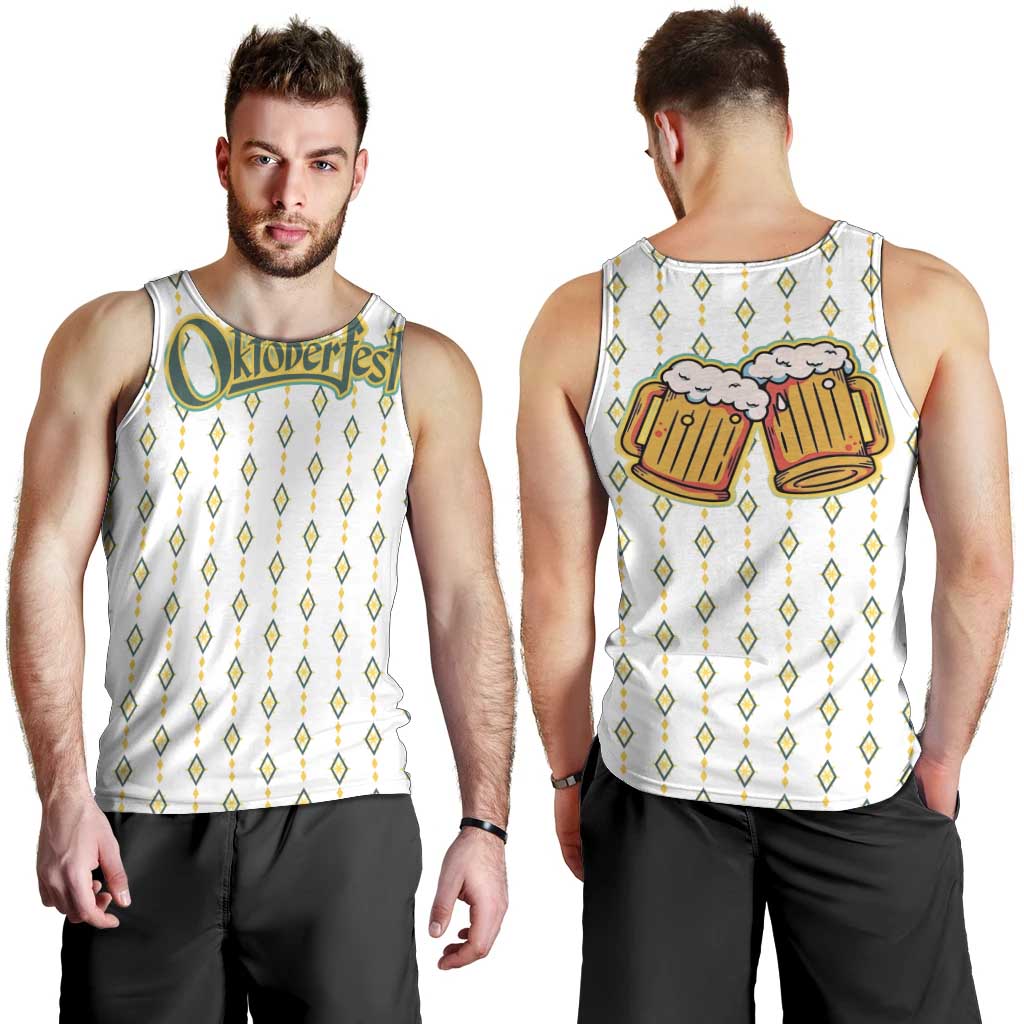 Oktoberfest Men Tank Top with Oktoberfest Beer Mug Illustration White Diamond - Wonder Print Shop