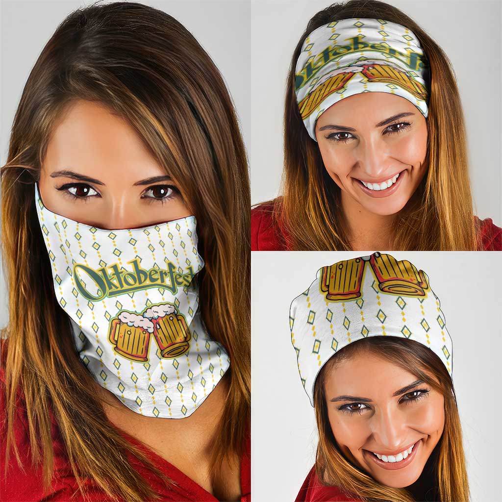 Oktoberfest Neck Gaiter with Oktoberfest Beer Mug Illustration White Diamond - Wonder Print Shop