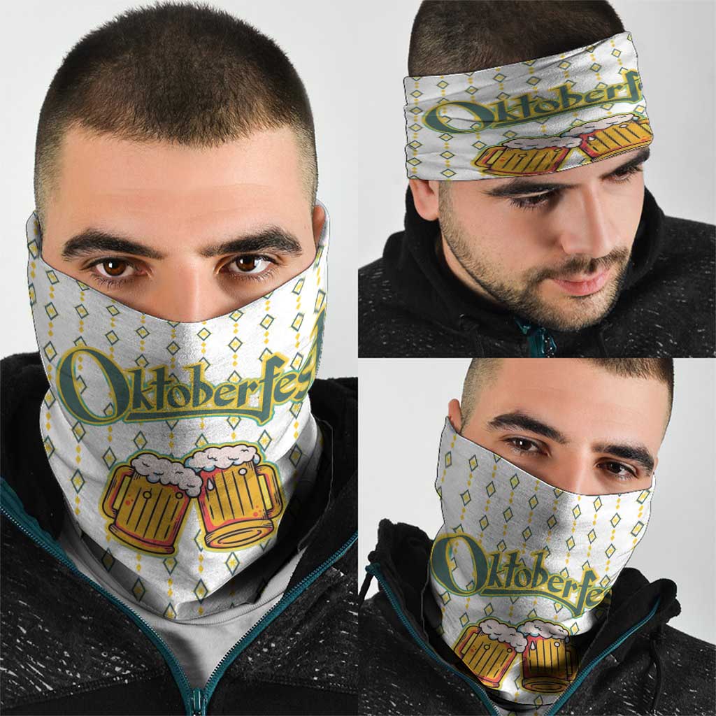 Oktoberfest Neck Gaiter with Oktoberfest Beer Mug Illustration White Diamond - Wonder Print Shop