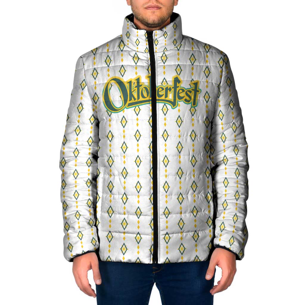 Oktoberfest Padded Jacket with Oktoberfest Beer Mug Illustration White Diamond - Wonder Print Shop