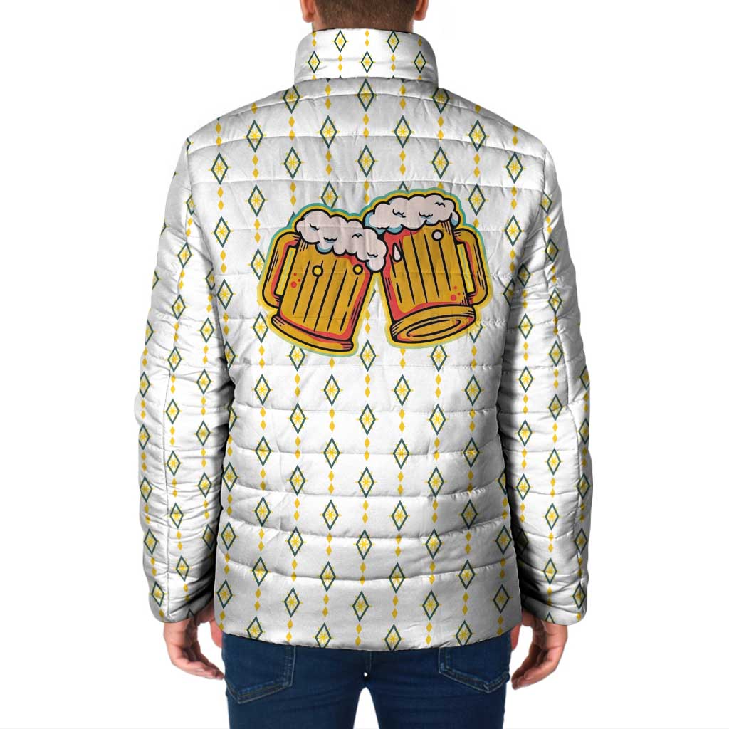 Oktoberfest Padded Jacket with Oktoberfest Beer Mug Illustration White Diamond - Wonder Print Shop