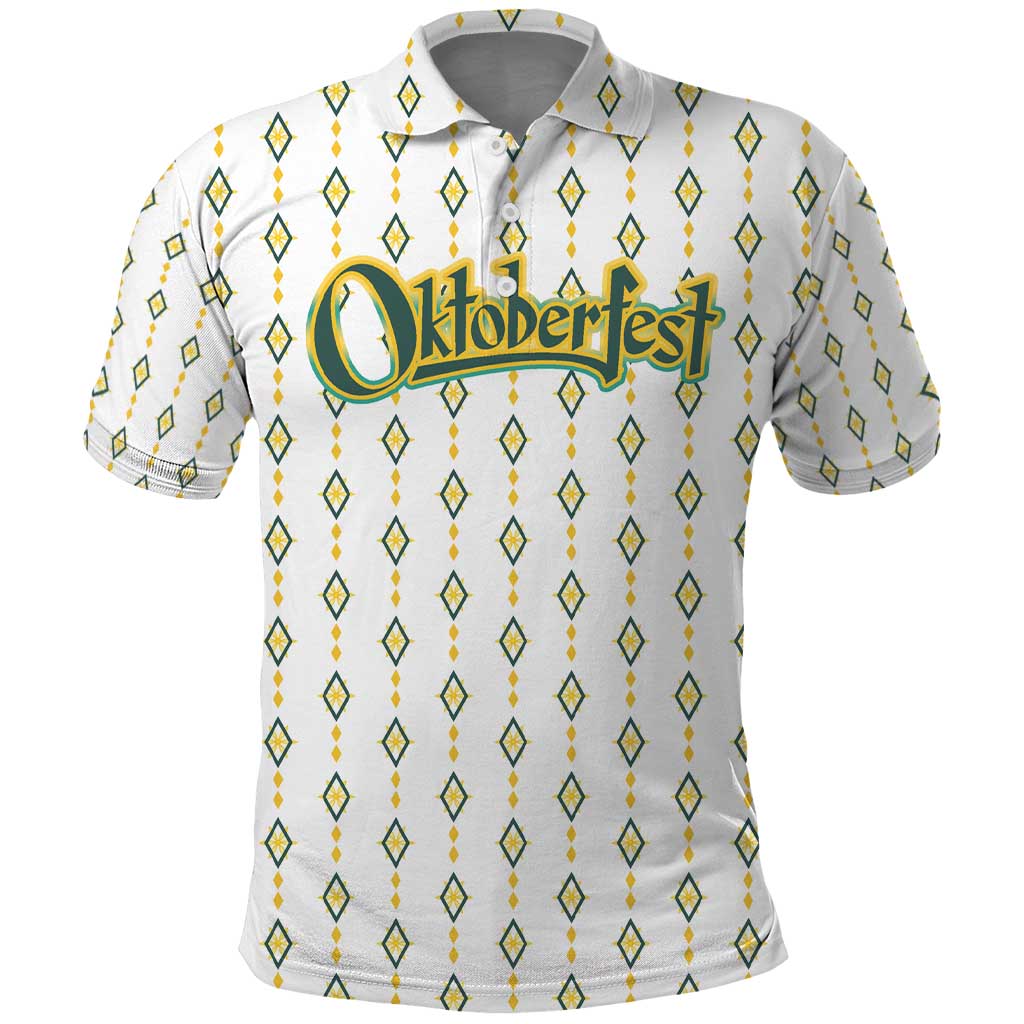 Oktoberfest Polo Shirt with Oktoberfest Beer Mug Illustration White Diamond - Wonder Print Shop
