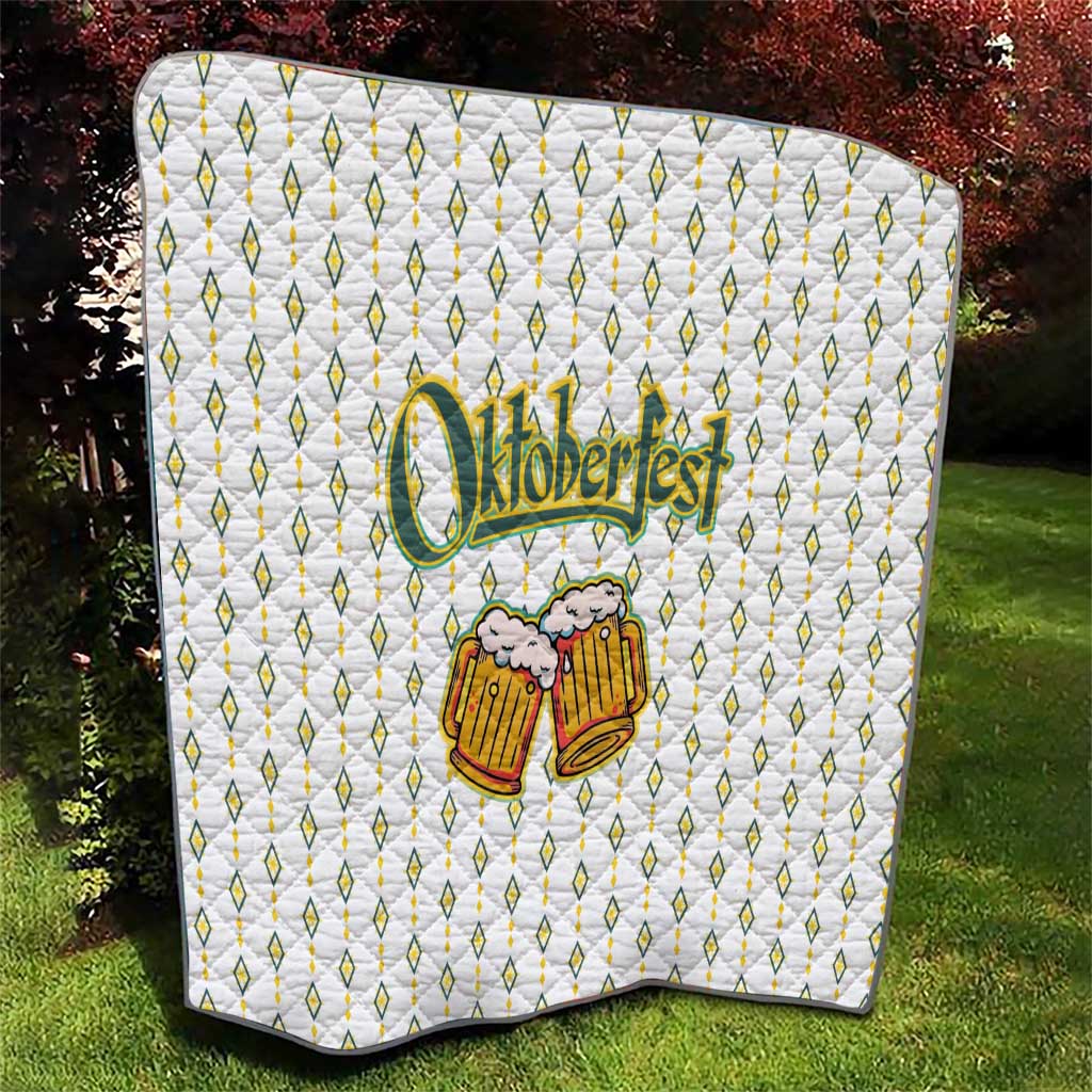 Oktoberfest Quilt with Oktoberfest Beer Mug Illustration White Diamond - Wonder Print Shop