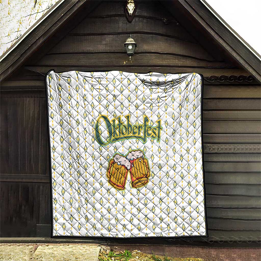 Oktoberfest Quilt with Oktoberfest Beer Mug Illustration White Diamond - Wonder Print Shop