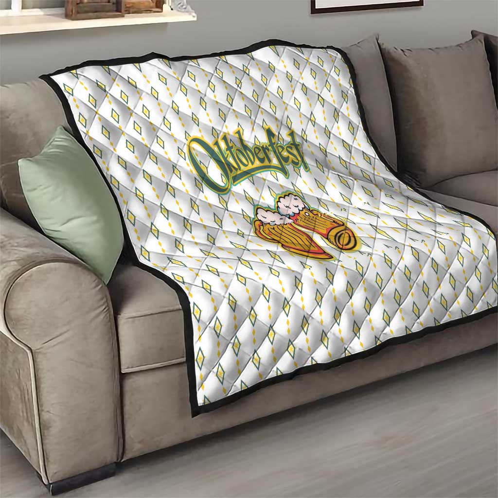Oktoberfest Quilt with Oktoberfest Beer Mug Illustration White Diamond - Wonder Print Shop