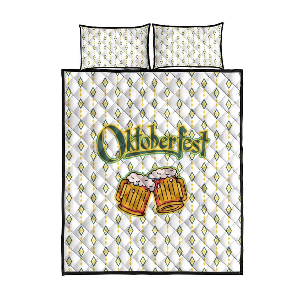 Oktoberfest Quilt Bed Set with Oktoberfest Beer Mug Illustration White Diamond - Wonder Print Shop