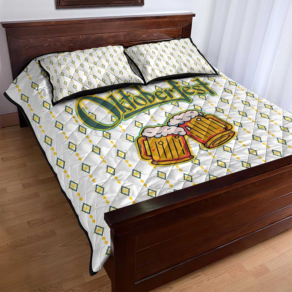 Oktoberfest Quilt Bed Set with Oktoberfest Beer Mug Illustration White Diamond - Wonder Print Shop