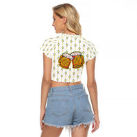 Oktoberfest Raglan Cropped T Shirt with Oktoberfest Beer Mug Illustration White Diamond - Wonder Print Shop