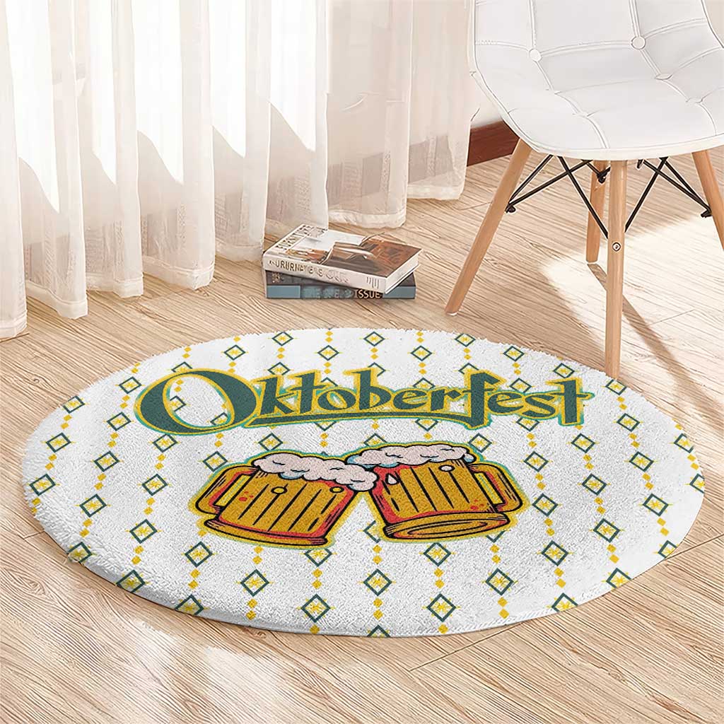 Oktoberfest Round Carpet with Oktoberfest Beer Mug Illustration White Diamond - Wonder Print Shop