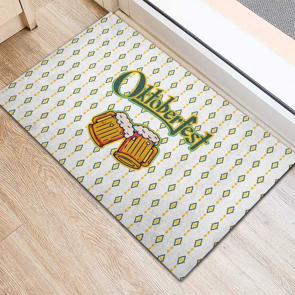 Oktoberfest Rubber Doormat with Oktoberfest Beer Mug Illustration White Diamond - Wonder Print Shop