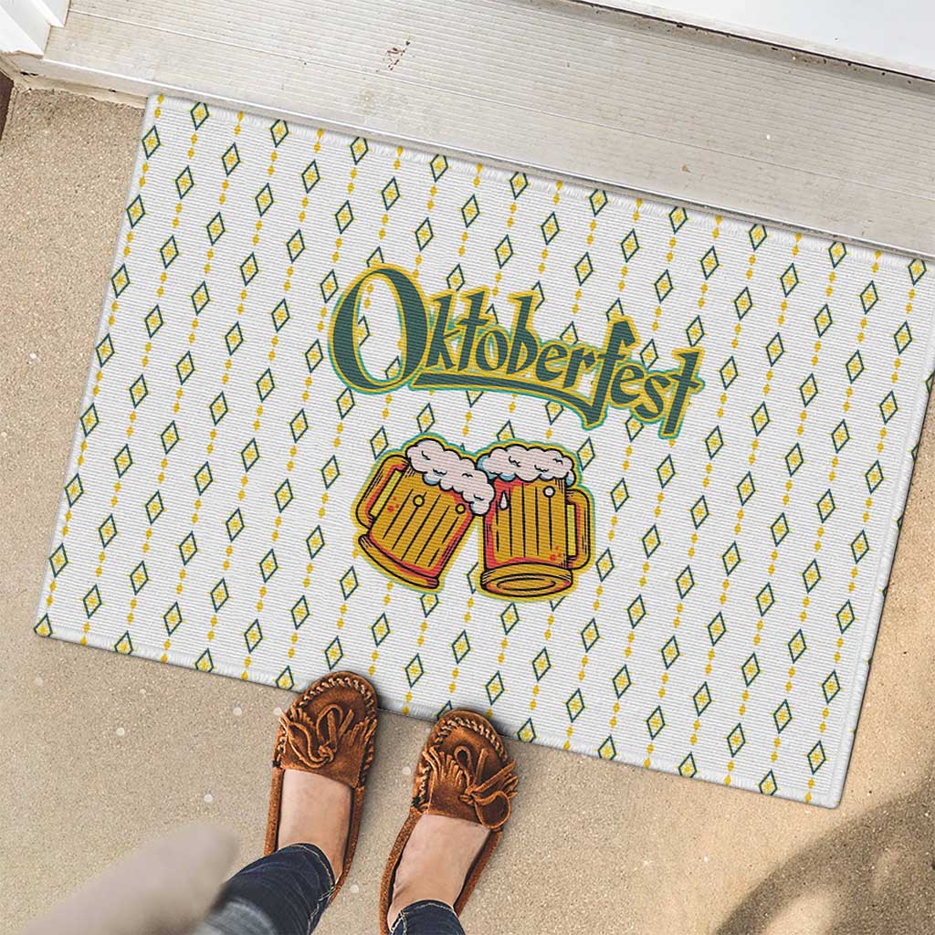 Oktoberfest Rubber Doormat with Oktoberfest Beer Mug Illustration White Diamond - Wonder Print Shop