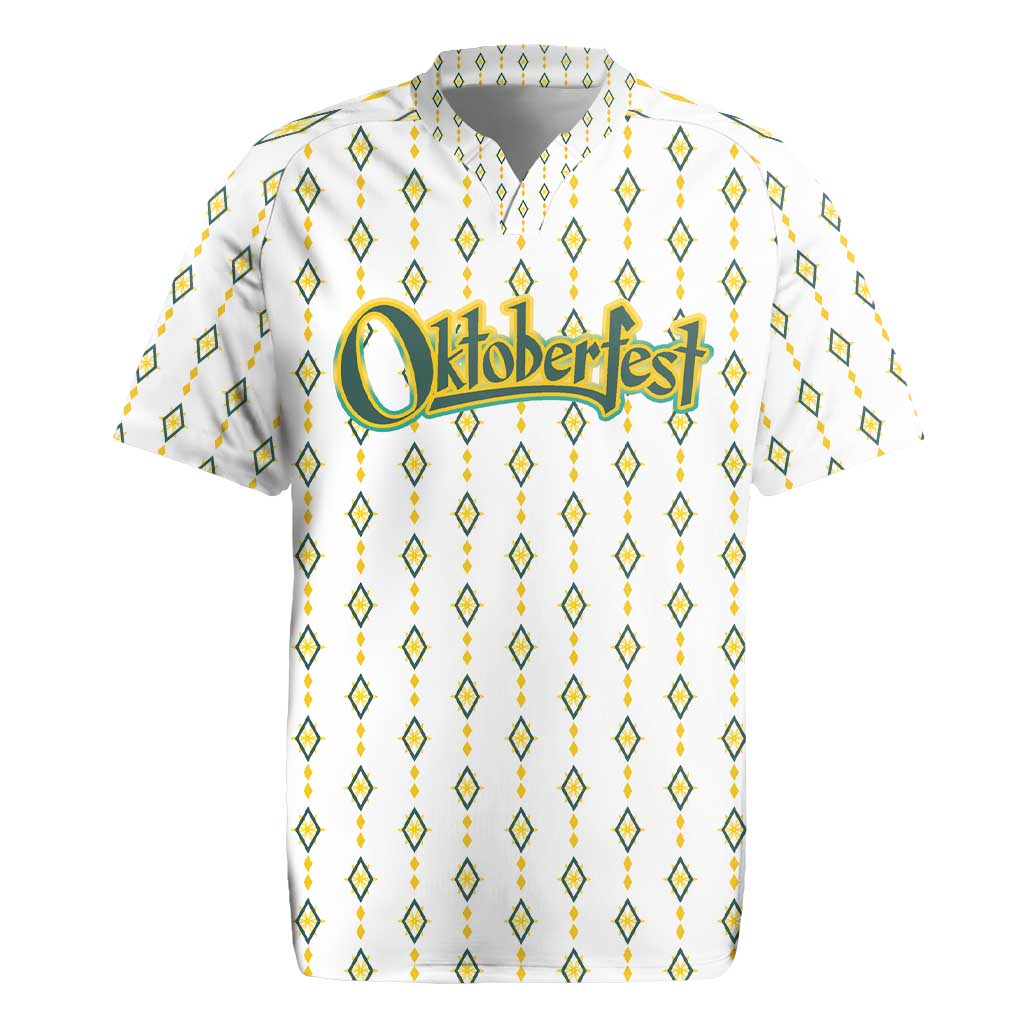 Oktoberfest Rugby Jersey with Oktoberfest Beer Mug Illustration White Diamond - Wonder Print Shop