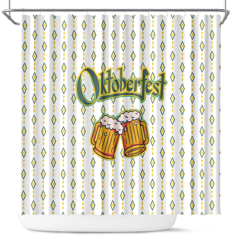 Oktoberfest Shower Curtain with Oktoberfest Beer Mug Illustration White Diamond - Wonder Print Shop