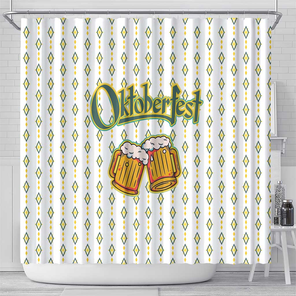 Oktoberfest Shower Curtain with Oktoberfest Beer Mug Illustration White Diamond - Wonder Print Shop
