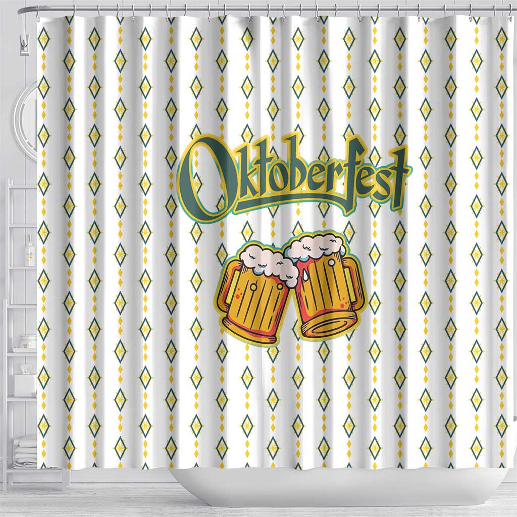Oktoberfest Shower Curtain with Oktoberfest Beer Mug Illustration White Diamond - Wonder Print Shop