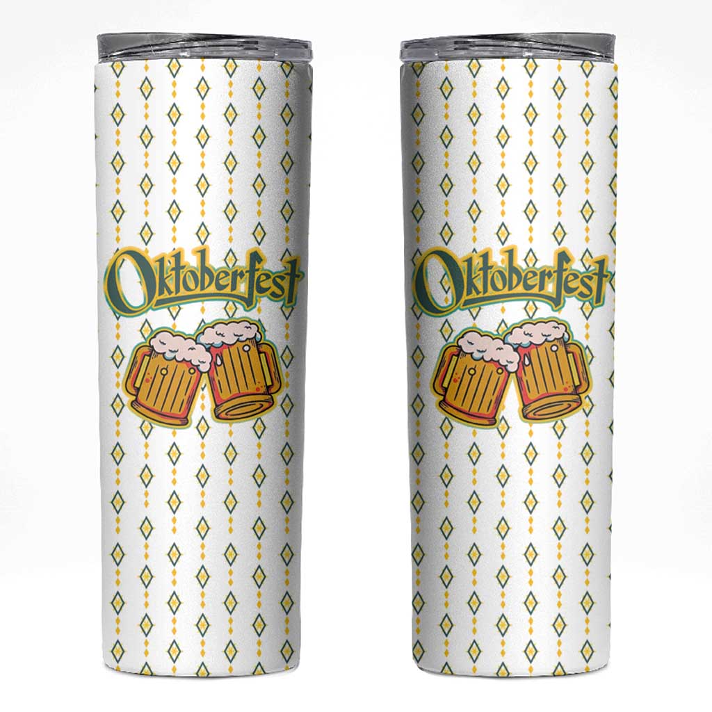 Oktoberfest Skinny Tumbler with Oktoberfest Beer Mug Illustration White Diamond - Wonder Print Shop