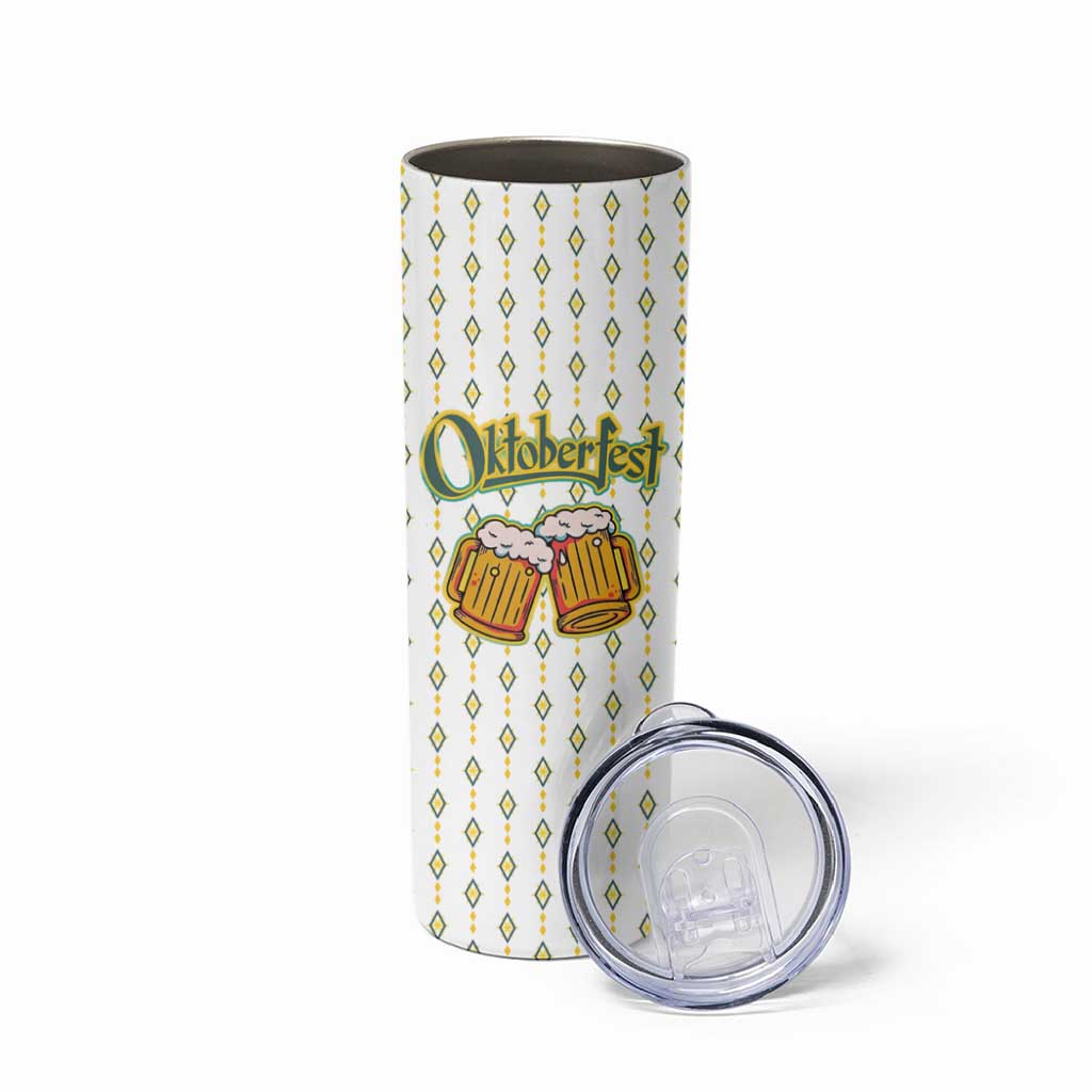 Oktoberfest Skinny Tumbler with Oktoberfest Beer Mug Illustration White Diamond - Wonder Print Shop
