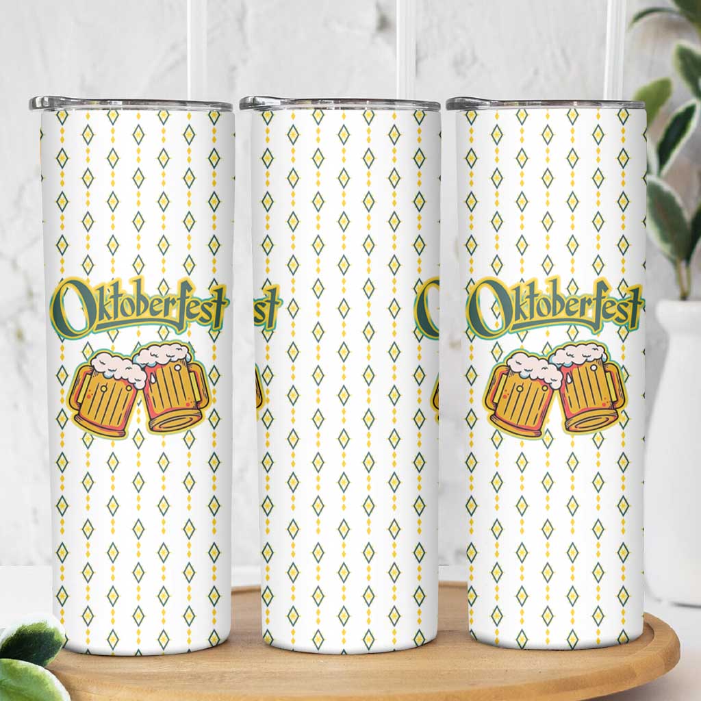 Oktoberfest Skinny Tumbler with Oktoberfest Beer Mug Illustration White Diamond - Wonder Print Shop