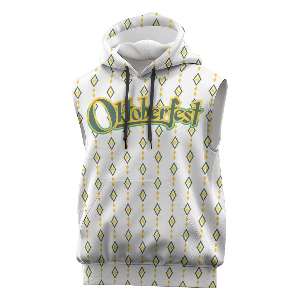 Oktoberfest Sleeveless Hoodie with Oktoberfest Beer Mug Illustration White Diamond - Wonder Print Shop