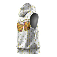 Oktoberfest Sleeveless Hoodie with Oktoberfest Beer Mug Illustration White Diamond - Wonder Print Shop