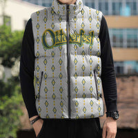 Oktoberfest Sleeveless Puffer Jacket with Oktoberfest Beer Mug Illustration White Diamond - Wonder Print Shop