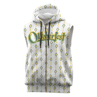 Oktoberfest Sleeveless Zip Hoodie with Oktoberfest Beer Mug Illustration White Diamond - Wonder Print Shop