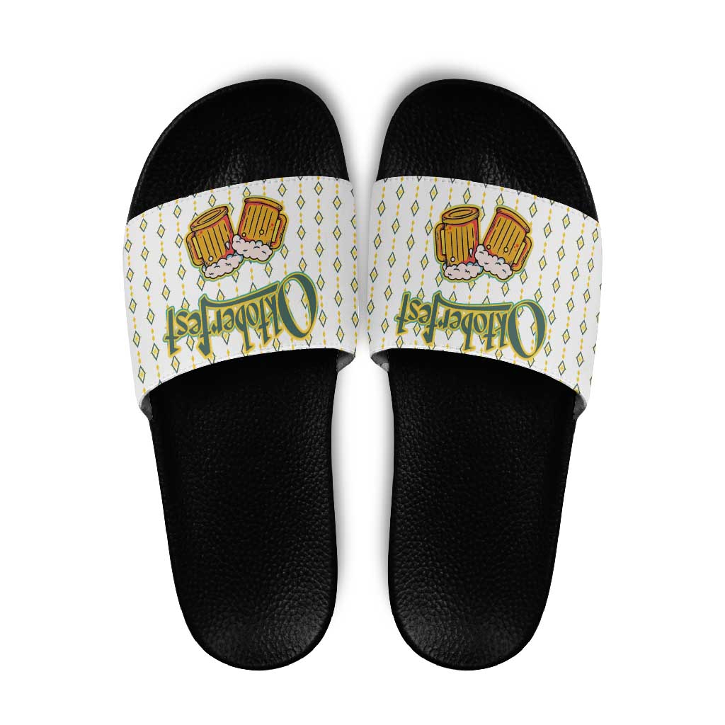 Oktoberfest Slide Sandals with Oktoberfest Beer Mug Illustration White Diamond - Wonder Print Shop