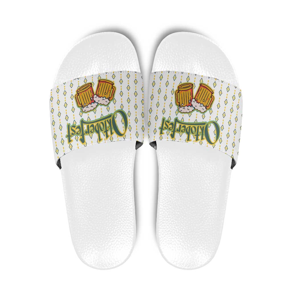 Oktoberfest Slide Sandals with Oktoberfest Beer Mug Illustration White Diamond - Wonder Print Shop