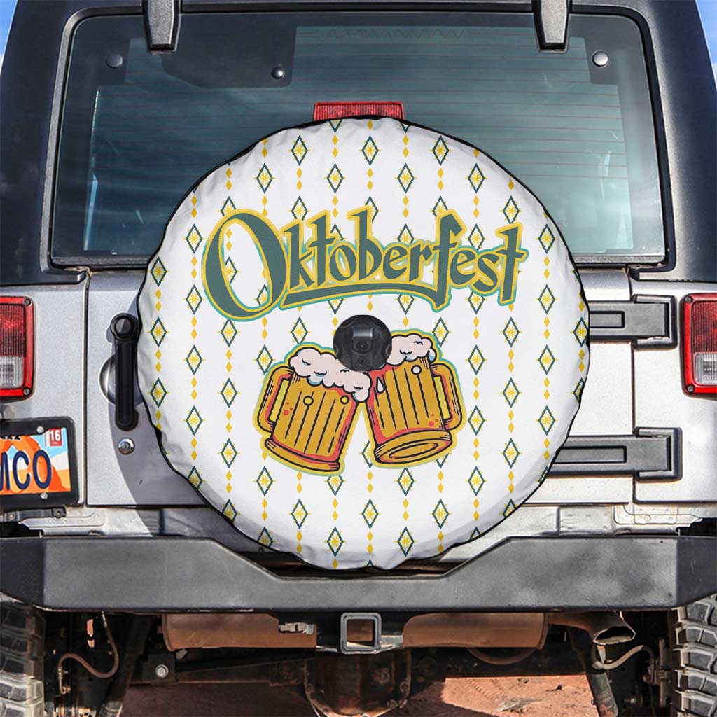 Oktoberfest Spare Tire Cover with Oktoberfest Beer Mug Illustration White Diamond - Wonder Print Shop