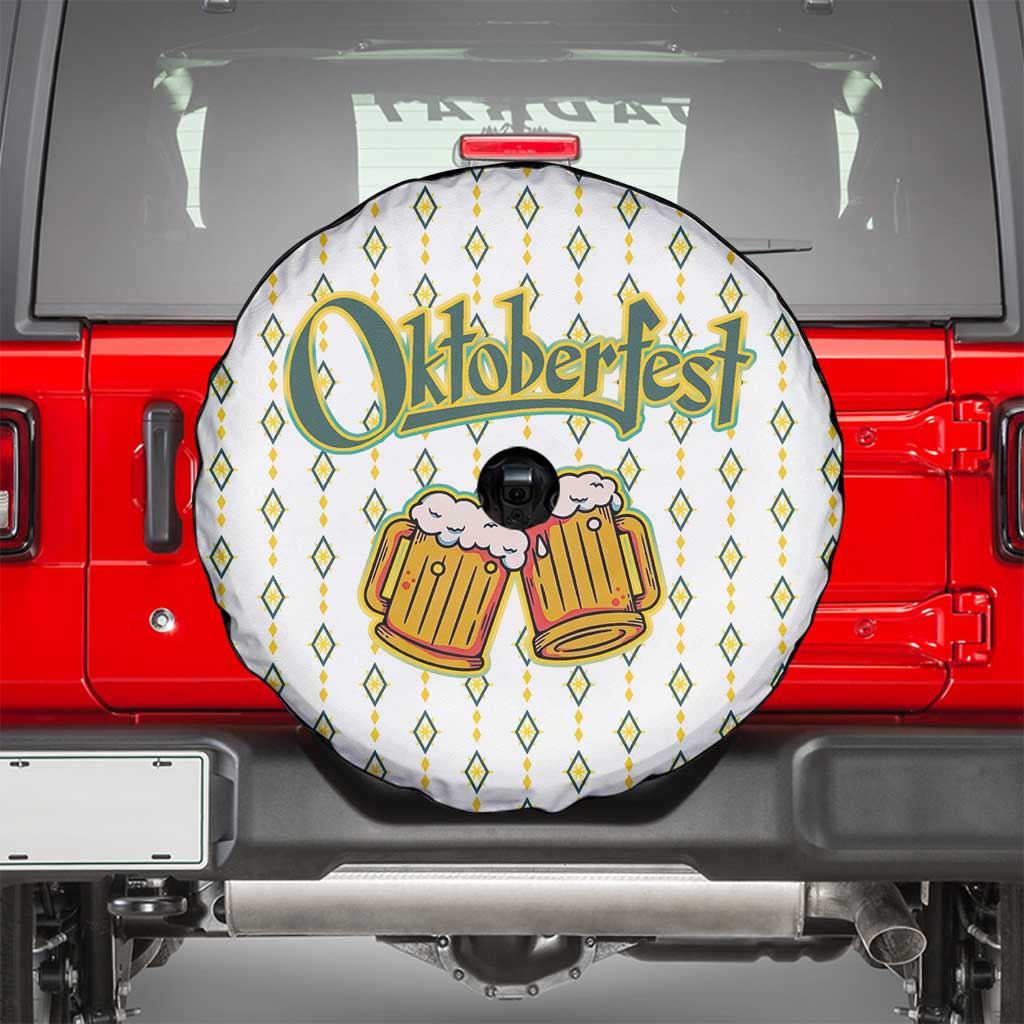 Oktoberfest Spare Tire Cover with Oktoberfest Beer Mug Illustration White Diamond - Wonder Print Shop