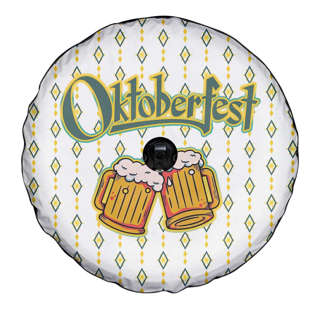 Oktoberfest Spare Tire Cover with Oktoberfest Beer Mug Illustration White Diamond - Wonder Print Shop