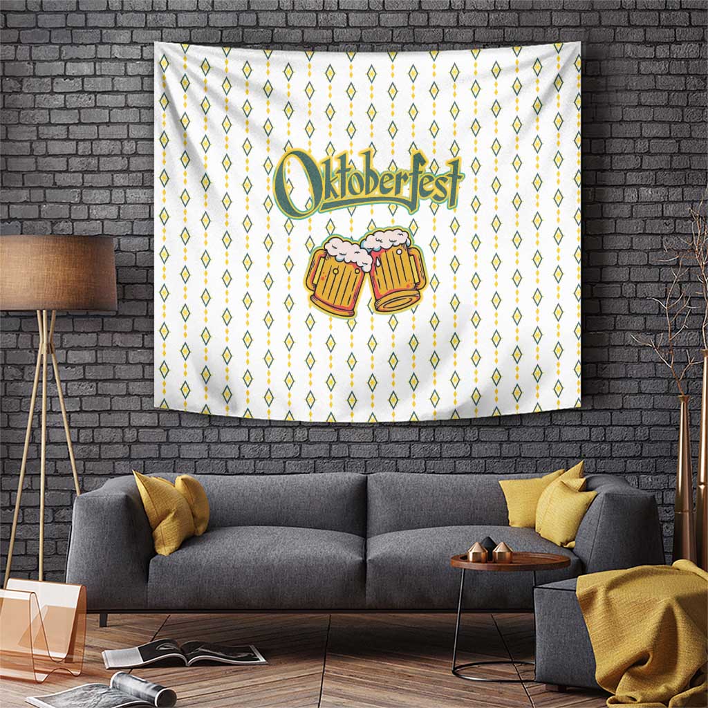 Oktoberfest Tapestry with Oktoberfest Beer Mug Illustration White Diamond - Wonder Print Shop
