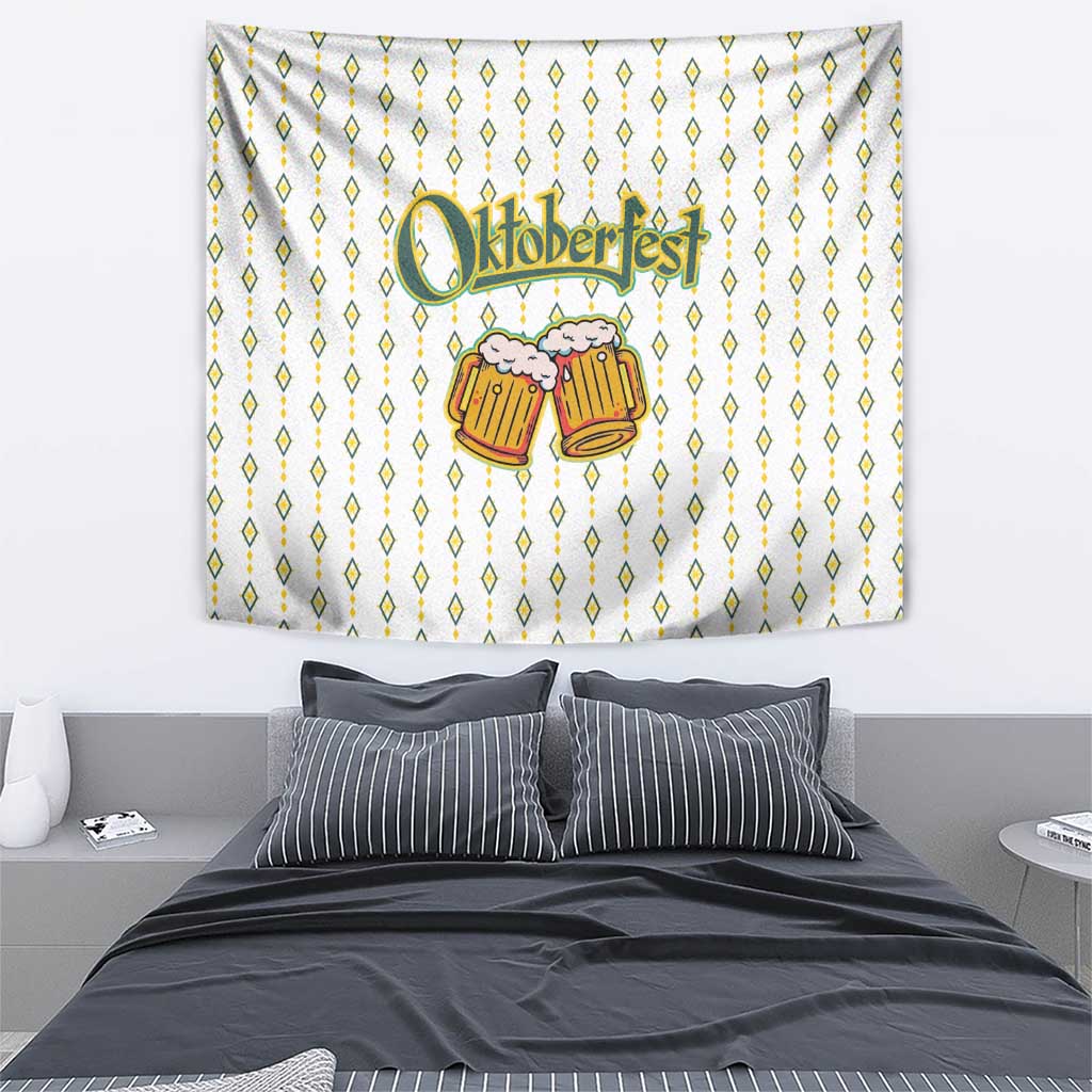 Oktoberfest Tapestry with Oktoberfest Beer Mug Illustration White Diamond - Wonder Print Shop
