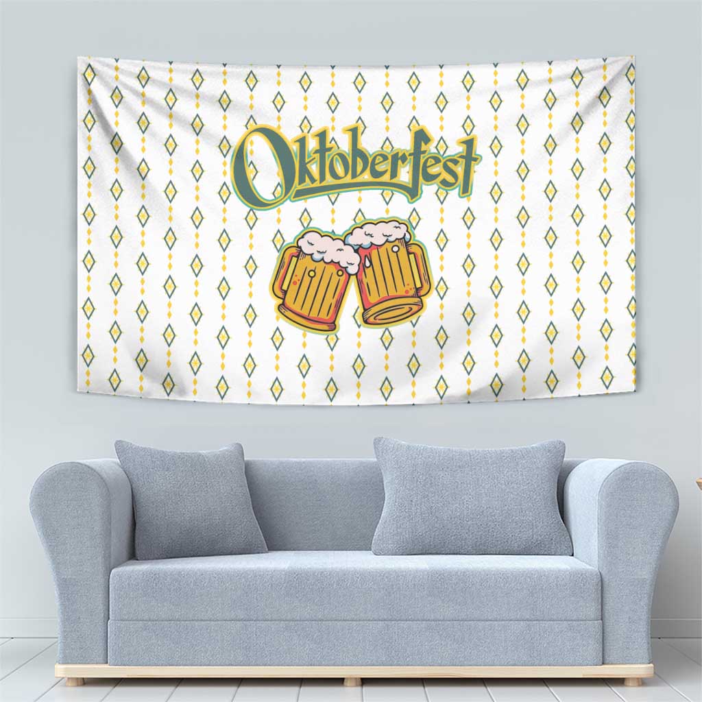 Oktoberfest Tapestry with Oktoberfest Beer Mug Illustration White Diamond - Wonder Print Shop